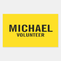 Badge volontaire jaune avec nom personnalisé