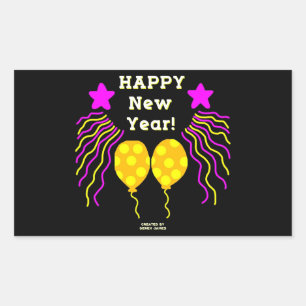 Sticker Rectangulaire Baguette Rectangle de voeux Bonne année