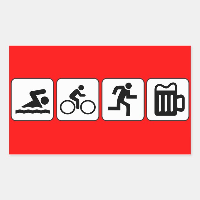 Sticker Rectangulaire Baignade Vélo Run Boisson (Devant)