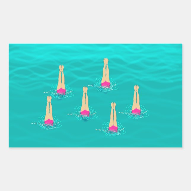 Sticker Rectangulaire Baigneurs Nager Synchronisé Sous L'Eau (Devant)