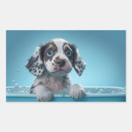 Sticker Rectangulaire Baignoire à bulles Pup
