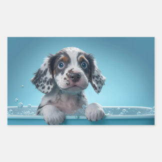 Sticker Rectangulaire Baignoire à bulles Pup