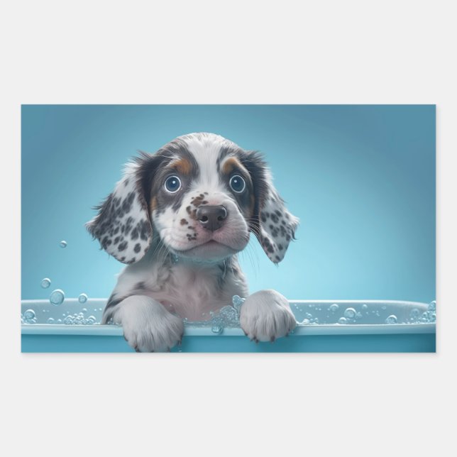 Sticker Rectangulaire Baignoire à bulles Pup (Devant)