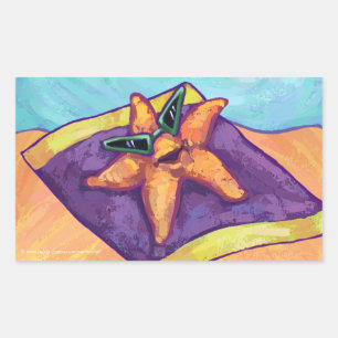Sticker Rectangulaire Bain de soleil Starfish