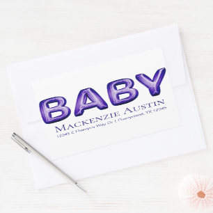 Sticker Rectangulaire Balcon bébé Baby shower violet royal violet