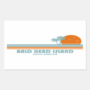 Sticker Rectangulaire Bald Head Island North Carolina Sun Palm Trees