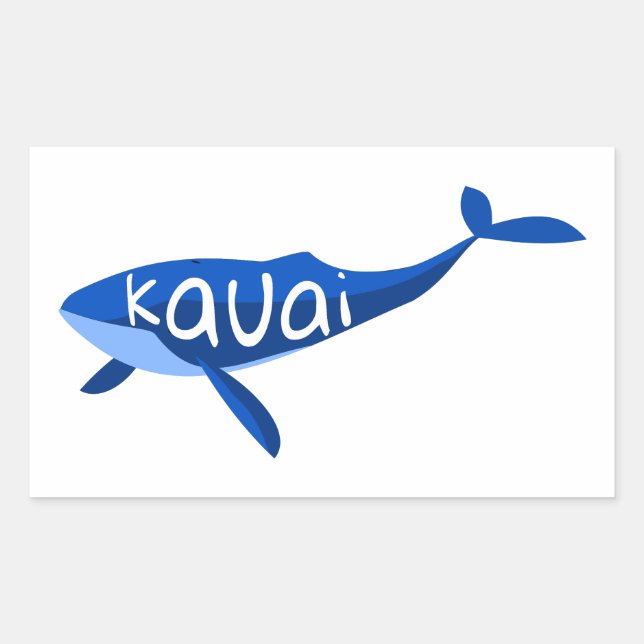 Sticker Rectangulaire Baleine de Kauai Hawaii (Devant)