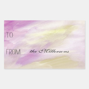 Sticker Rectangulaire Balise cadeau Aquarelle jaune rose