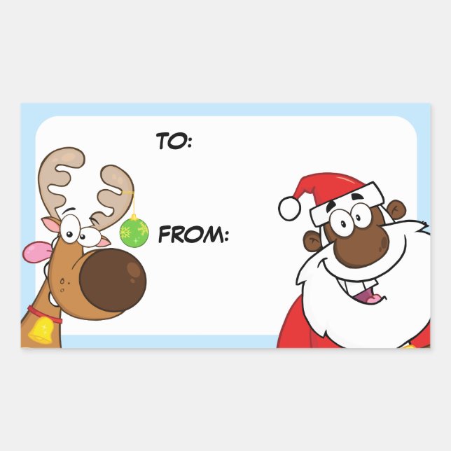 Sticker Rectangulaire Balise cadeau Bell Ring Black Père Noël (Devant)