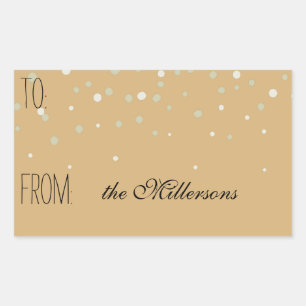 Sticker Rectangulaire Balise cadeau Confetti or et blanc