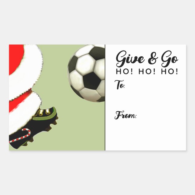 Sticker Rectangulaire Balise cadeau de Noël de football (Devant)