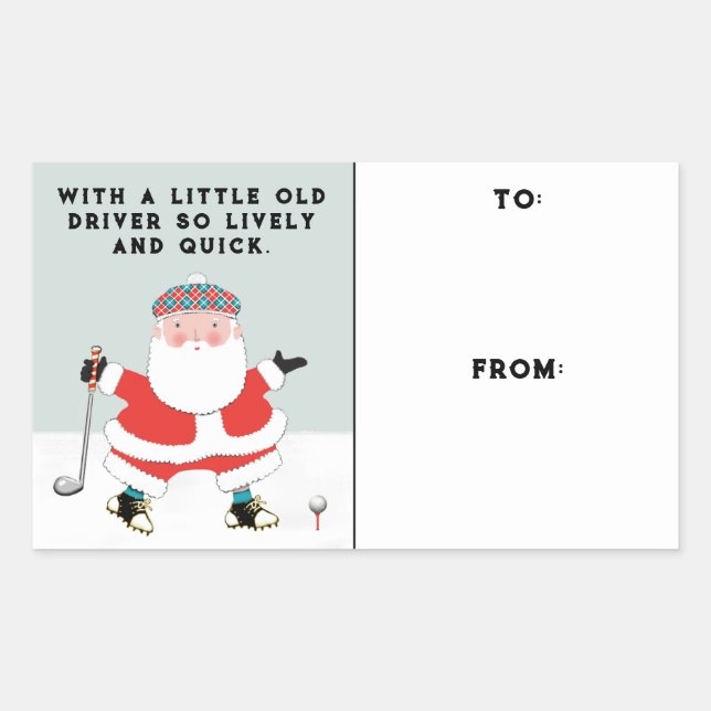 Sticker Rectangulaire Balise cadeau de Noël de golf (Devant)