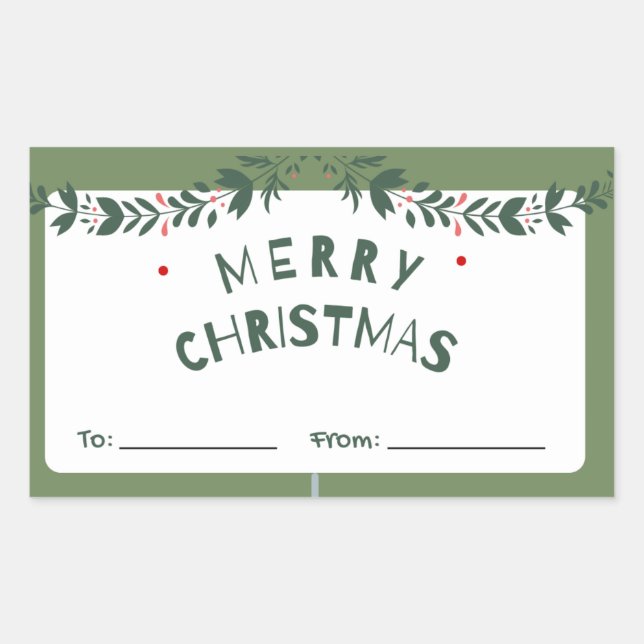 Sticker Rectangulaire Balise cadeau de Noël Joyeux (Devant)