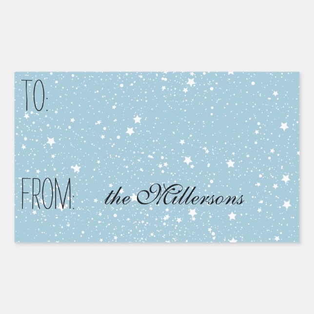 Sticker Rectangulaire Balise Cadeau Étoiles (Devant)