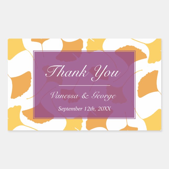 Sticker Rectangulaire Balise cadeau feuille pourpre mariage en chute de  (Devant)