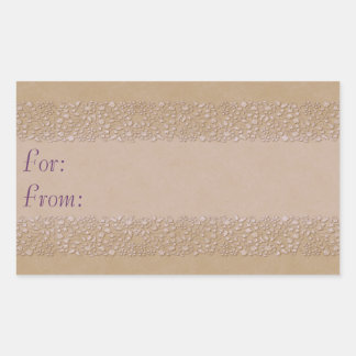 Sticker Rectangulaire Balise Cadeau Floral Beige
