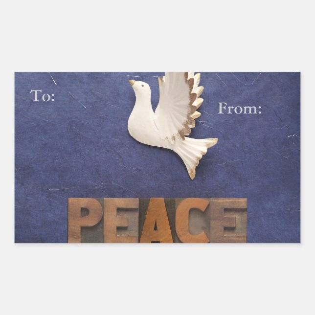 Sticker Rectangulaire Balise cadeau Peace colombe (Devant)