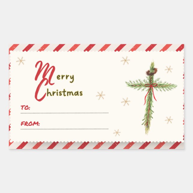 Sticker Rectangulaire Balise de croix de Noël (Devant)