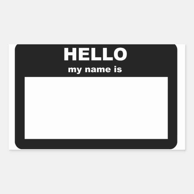 Sticker Rectangulaire Balise de nom - BONJOUR mon nom est (Devant)