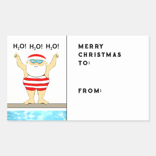 Sticker Rectangulaire Balises cadeaux de vacances de natation (Devant)