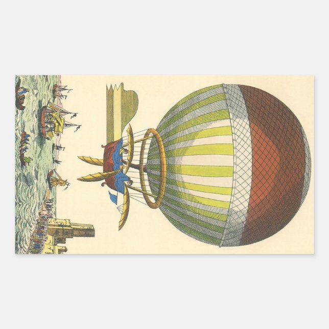 Sticker Rectangulaire Ballon à air chaud à vapeur de science-fiction vin (Devant)