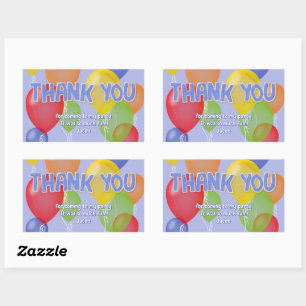 Sticker Rectangulaire ballons bleu découpe biscuits anniversaire merci