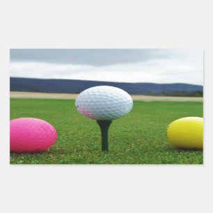 Sticker Rectangulaire Ballons de golf colorés, tee de montagne
