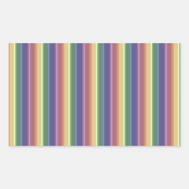 Sticker Rectangulaire Bandes arc-en-ciel coupées (Devant)