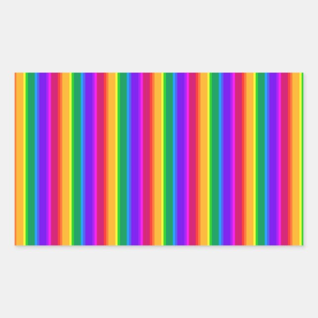 Sticker Rectangulaire Bandes arc-en-ciel irrégulières (Devant)