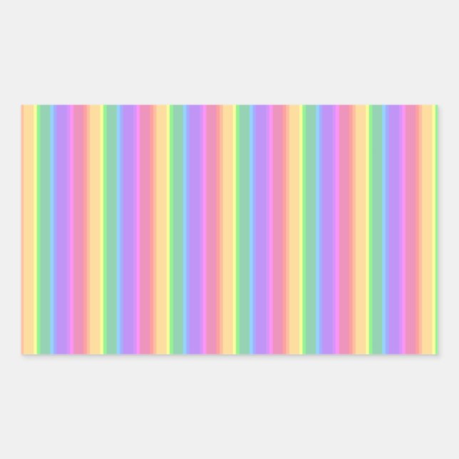 Sticker Rectangulaire Bandes arc-en-ciel pastel (Devant)