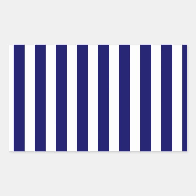 Sticker Rectangulaire Bandes de bonbons bleu et blanc marine (Devant)