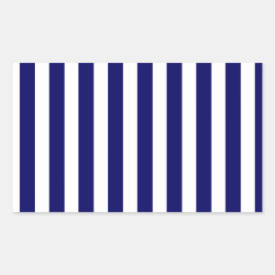Sticker Rectangulaire Bandes de bonbons bleu et blanc marine