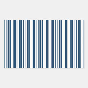 Sticker Rectangulaire Bandes de bonbons bleu et blanc marine