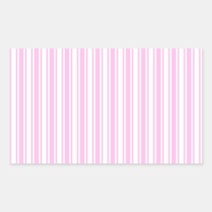 Sticker Rectangulaire Bandes de bonbons rose clair et blanc