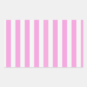 Sticker Rectangulaire Bandes de bonbons roses et blanches