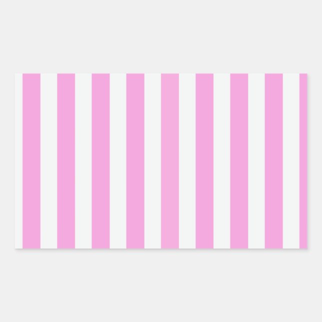 Sticker Rectangulaire Bandes de bonbons roses et blanches (Devant)