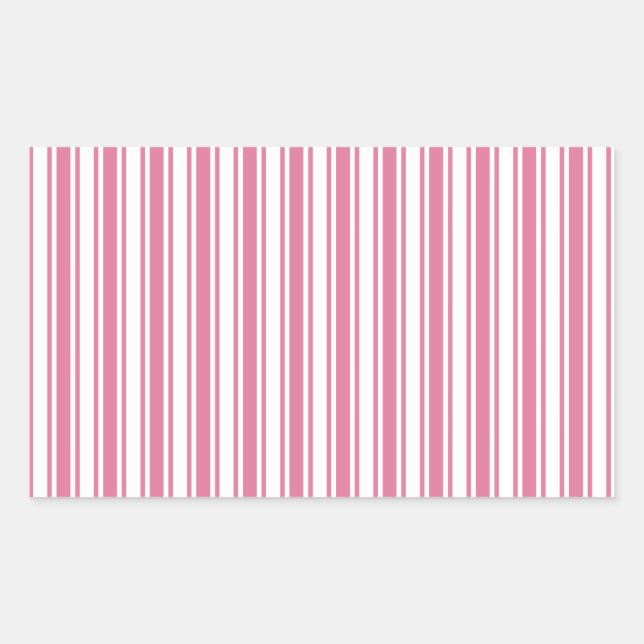Sticker Rectangulaire Bandes de bonbons roses et blanches (Devant)