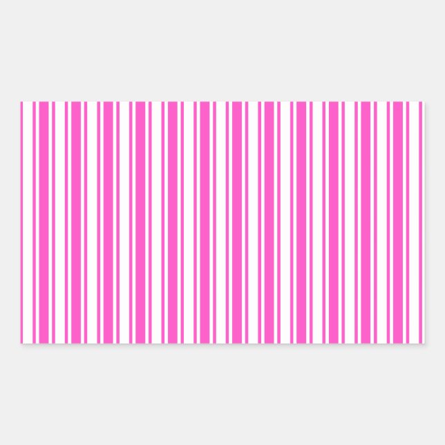 Sticker Rectangulaire Bandes de bonbons roses et blancs chauds (Devant)