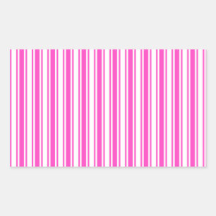 Sticker Rectangulaire Bandes de bonbons roses et blancs chauds