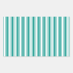 Sticker Rectangulaire Bandes de bonbons turquoises et blanches