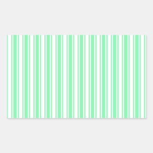 Sticker Rectangulaire Bandes de bonbons vert et blanc pastel