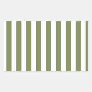 Sticker Rectangulaire Bandes de bonbons vert olive et blanc