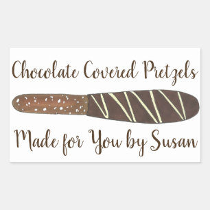 Sticker Rectangulaire Bandes De Pretzel Couvertes Au Chocolat Maison Fab