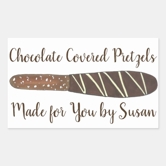 Sticker Rectangulaire Bandes De Pretzel Couvertes Au Chocolat Maison Fab (Devant)