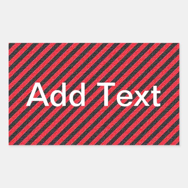 Sticker Rectangulaire Bandes diagonales minces en rouge noir (Devant)