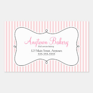 Sticker Rectangulaire Bandes roses avec cadre Tourbillonnant
