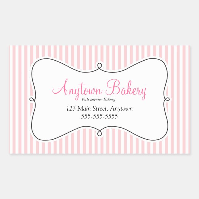 Sticker Rectangulaire Bandes roses avec cadre Tourbillonnant (Devant)