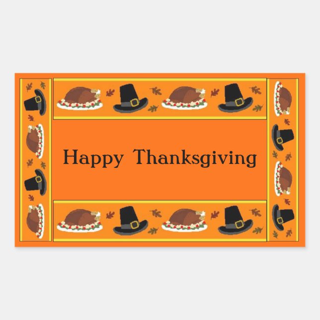 Sticker Rectangulaire Bannière de Thanksgiving (Devant)