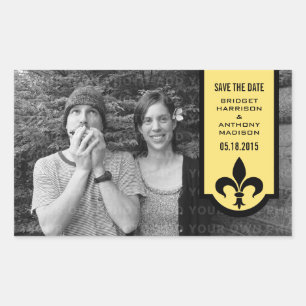 Sticker Rectangulaire Bannière Fleur De Lis Jaune Enregistrer les Sticke