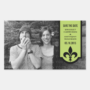 Sticker Rectangulaire Bannière Green Fleur De Lis Enregistrer les sticke